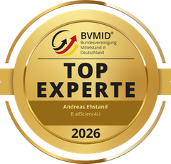 TOP-EXPERTE-2026 im Experten-Verzeichnis der BVMID-Bundesvereinigung Mittelstand in Deutschland: Andreas Ehstand ist dort als BVMID EXPERTE IT & Künstliche Intelligenz geführt / seal TOP EXPERT 2026, directory entry of the German SME association BVMID