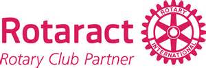 Rotaract-Logo mit Rotary-Club-Partner-Beschriftung und rotierendem Zahnrad.