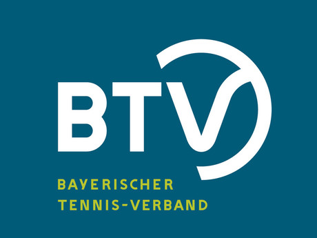 Logo des Bayerischen Tennis-Verbandes (BTV) auf blauem Hintergrund.