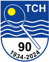 Logo des TCH mit Jahrzahlen 1934-2024 und einer gelben Tennisballgrafik.